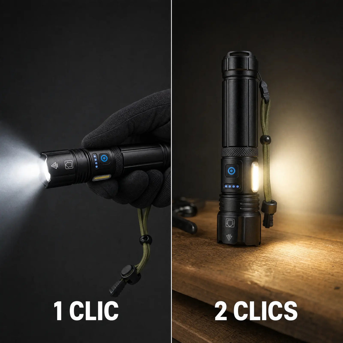 ONE-LIGHT — Lampe torche zoom rechargeable USB-C, 7 modes